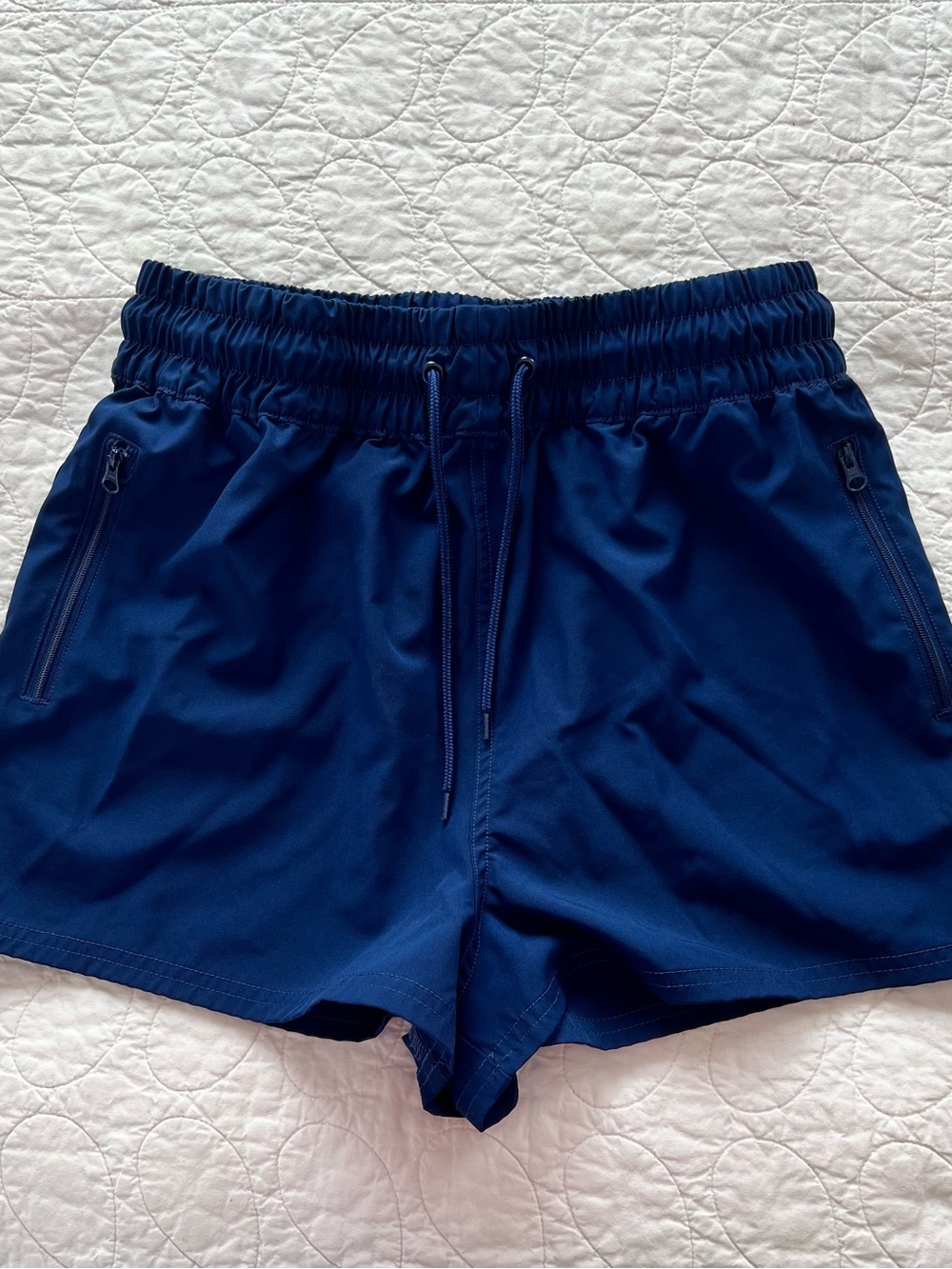 OP Deep Navy Athletic Shorts with Zipper Pockets Swim Skate Surf Run Sporty